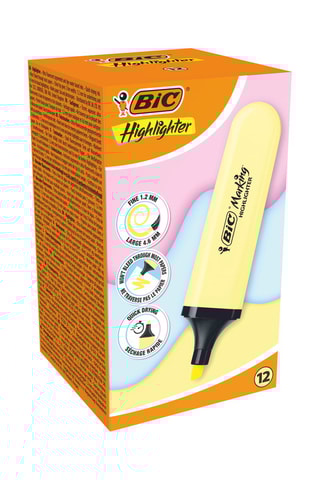 12 surligneurs Marking Flat 
Jaune pastel