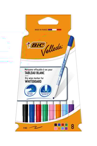 8 feutres pour tableau blanc effaçables à sec Velleda - Pointe conique fine