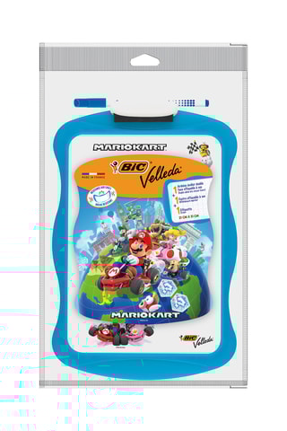 Ardoise Velleda double-face avec marqueur effaçable et effacette Mario Kart Nintendo - Encre bleu