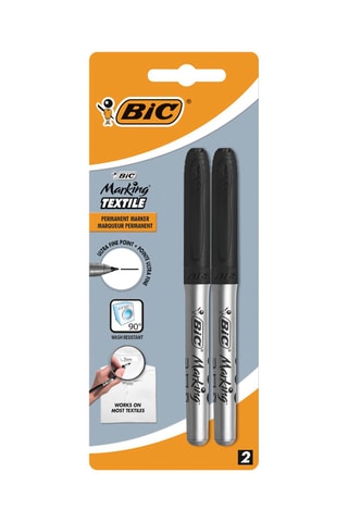 BIC Marking Texile Feutres Textiles Pointe Ultra Fine - Noir, Blister de 2