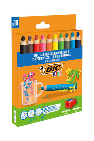 10 crayons de couleur multi-surfaces avec mines XXL