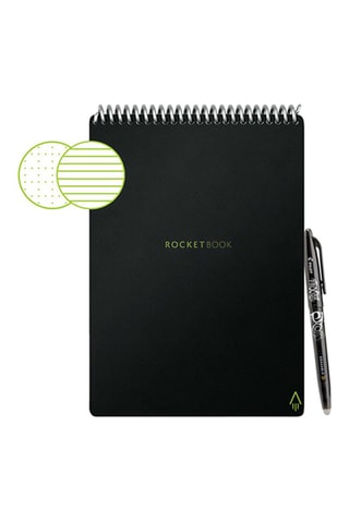 Bloc-notes réutilisable connecté Rocketbook Flip - 36 pages pointillées et lignées - Noir - 14,8 x 21 cm