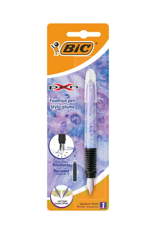 BIC Xpen Stylo-Plume Rechargeable Encre Bleue - Décor Violet, Blister de 1