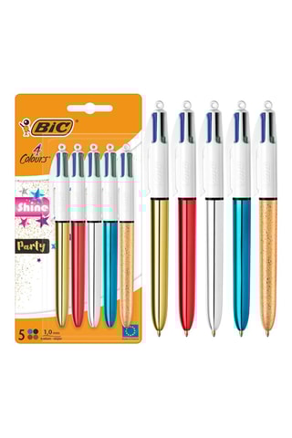 5 stylos-bille 4 couleurs Shine et Party - 4 encres