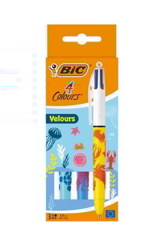 3 stylos-bille 4 couleurs Velours -  4 encres
