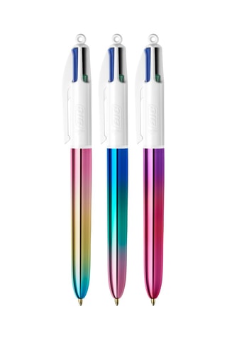 3 stylos-bille 4 couleurs irisés - 4 encres