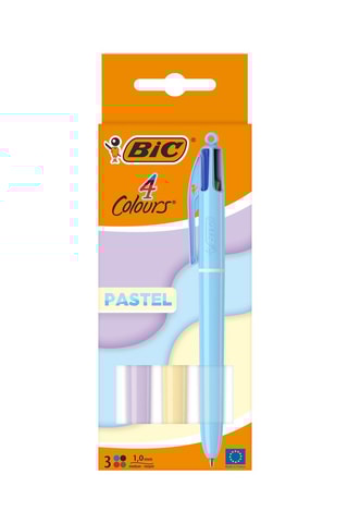 3 stylos-bille 4 couleurs pastel - 4 encres