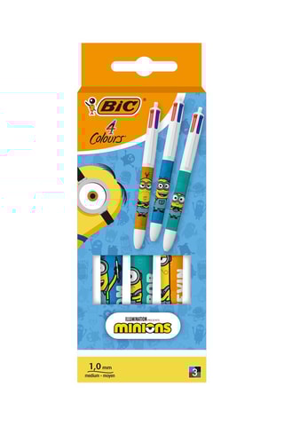 3 stylos-bille 4 couleurs Les Minions - 4 encres