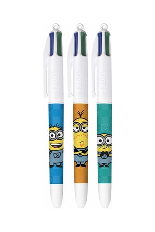 3 stylos-bille 4 couleurs Les Minions - 4 encres