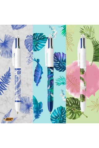 Boîte en métal 6 stylos-bille 4 couleurs Botanique et Tie & Dye - 4 encres