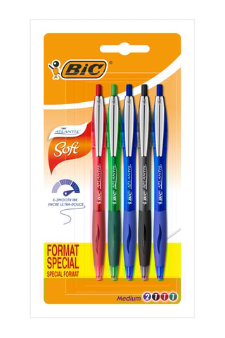 5 stylos-bille Atlantis Soft - 4 encres