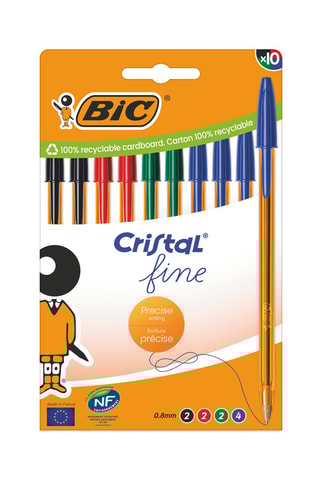 10 stylos-bille Cristal - 4 encres