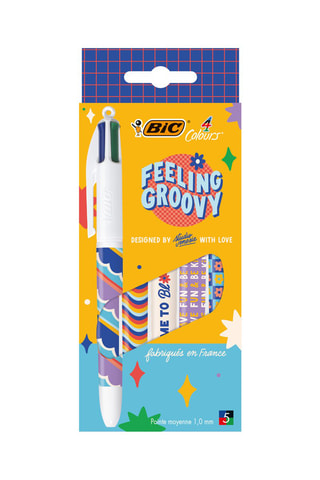5 stylos-bille 4 Couleurs Edition Limité Groovy - 4 encres