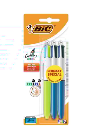 3 mini stylos-bille 4 couleurs Colours® - 8 encres