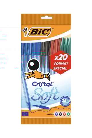20 stylos-bille Cristal Soft - 4 encres