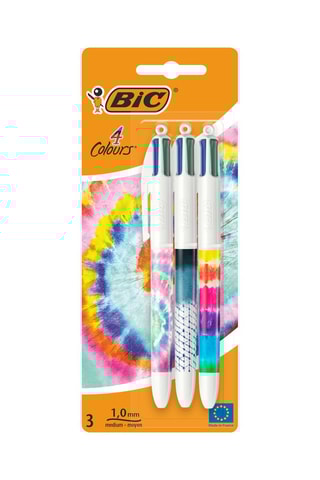3 stylos-bille 4 couleurs Tie & Dye - 4 encres