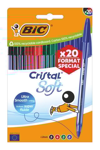 20 stylos-bille Cristal Soft - 4 encres