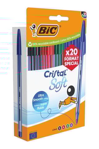 20 stylos-bille Cristal Soft - 4 encres