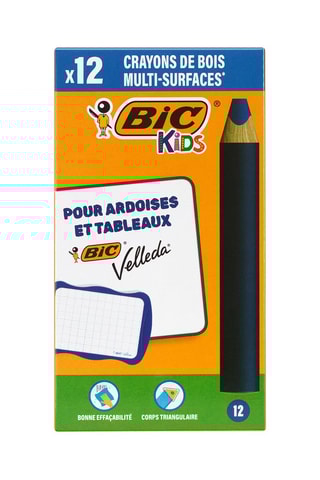 12 crayons de bois multi-surfaces 
Bleu