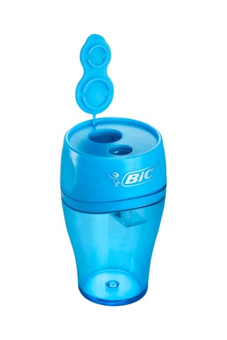 BIC Ellipse Taille-Crayons 2 Trous avec Grand Réservoir - Vert, Bleu ou Corail (Sans Choix Possible), Blister de 1