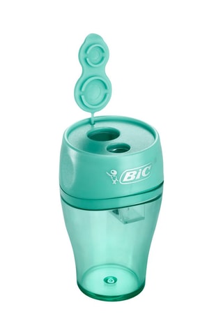 BIC Ellipse Taille-Crayons 2 Trous avec Grand Réservoir - Vert, Bleu ou Corail (Sans Choix Possible), Blister de 1
