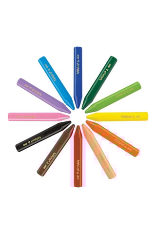 BIC Kids Plastidecor Triangle Craies de Coloriage - Couleurs Assorties, Etui Carton de 12