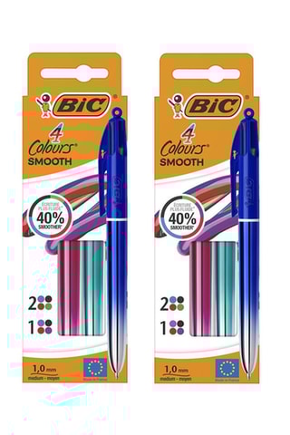 2 x 3 stylos-bille 4 couleurs Smooth - 5 encres