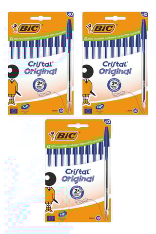 3 x 10 stylos-bille Cristal Original - Bleue