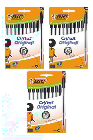 3 x 10 stylos-bille Cristal Original - Noire