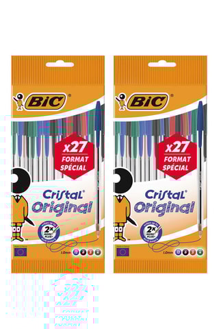 2 x 27 stylos-bille Cristal Original - 4 encres