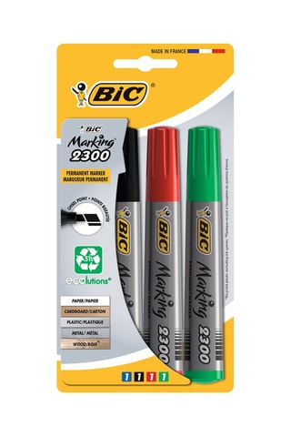 2 x BIC Marking 2300 ECOlutions Marqueurs Permanents à Pointe Moyenne Biseautée - 8 marqueurs