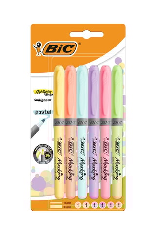 2 x BIC Highlighter Grip Pastel Surligneurs Pointe Biseautée - 12 produits