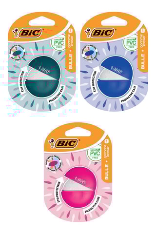 3 x BIC Bulle Gomme Blanche avec Etui Protecteur - Coloris aléatoire