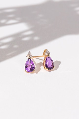 Brincos Bakel  Ouro amarelo, diamantes e ametistas