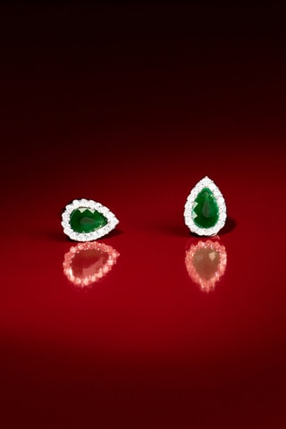 Brincos Sunbury  Ouro branco, diamantes e esmeraldas