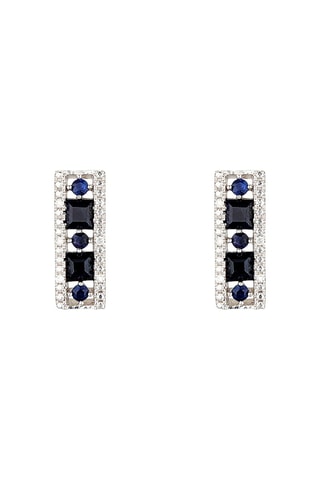 Brincos Surat - Ouro branco, diamantes 0,04 quilates/12 e safira 1,14 quilates/10