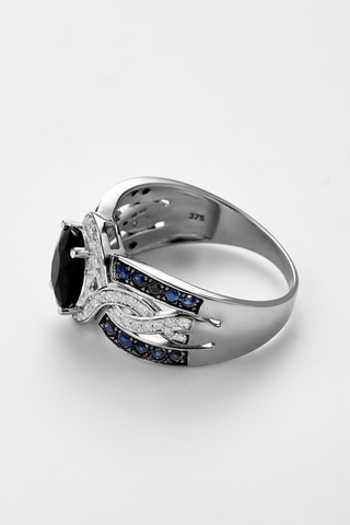 Anel Dakan Ouro branco, diamantes e safiras