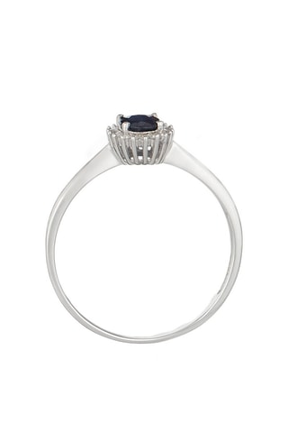 Anel Abra Ouro branco, diamantes e safira