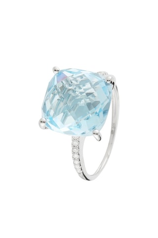 Anel Caldra Ouro branco, diamantes e topázio