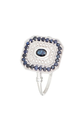 Anel Bohol Ouro branco, diamantes e safira