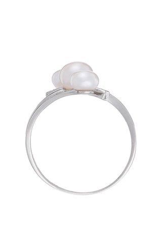 Anel Kawai Ouro branco, diamantes e pérola de cultura