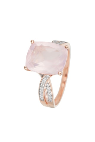 Anel Pink Power Ouro rosa, quartzo e diamantes