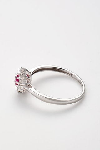 Anel Joal Ouro branco, diamantes e rubis