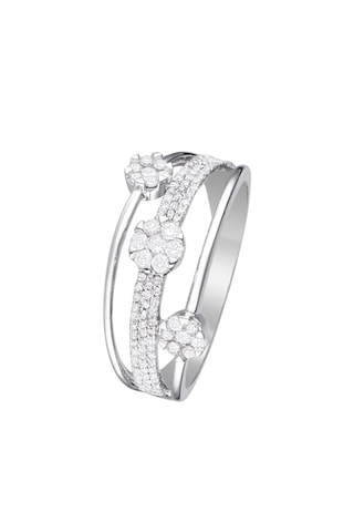 Anel 3 flores Ouro branco e diamantes