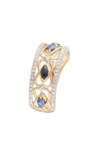 Anel Royal Ouro amarelo, diamantes e safira