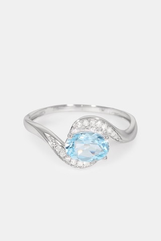 Anel Fleur bleue - Ouro branco, diamantes e topázio