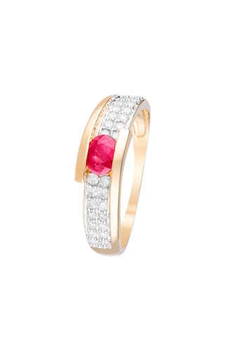 Anel Jaipur Ouro amarelo, diamantes e rubis
