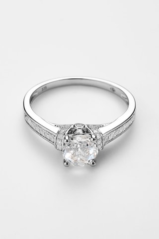 Anel Chera Ouro branco, diamantes e topázio branco