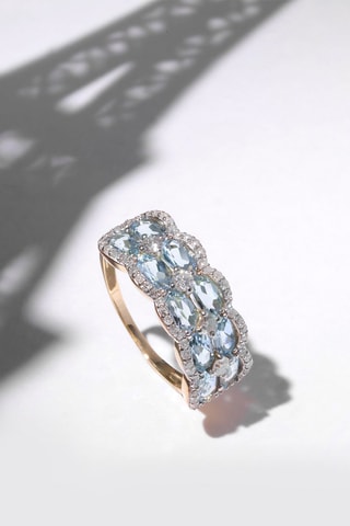Anel Capiz Ouro amarelo, diamantes e topázios