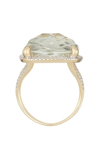 Anel Ouro amarelo, diamantes e ametista